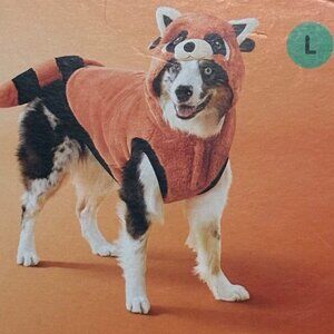 Boots & Barkley Racoon Dog Costume L Up to 80 lbs Orange Black Beige NWT